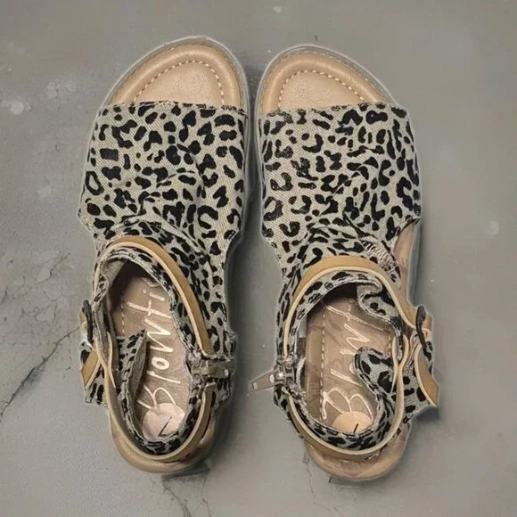 Blowfish Malibu Brisa 2 Peep Toe Ankle Animal Print Sandals Women's Size 7 NWOB - Picture 5 of 7